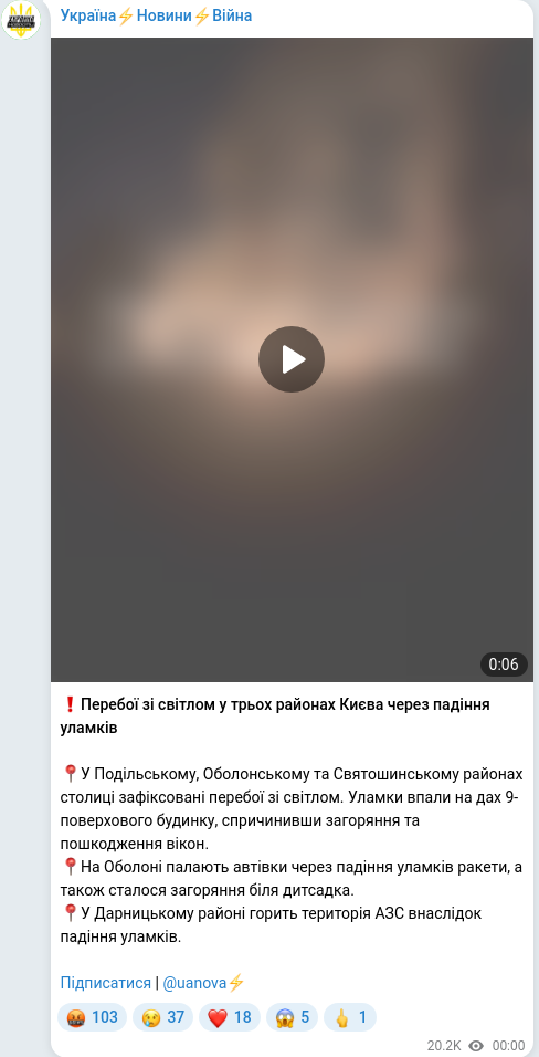 Telegram publication screenshot