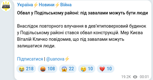 Telegram publication screenshot