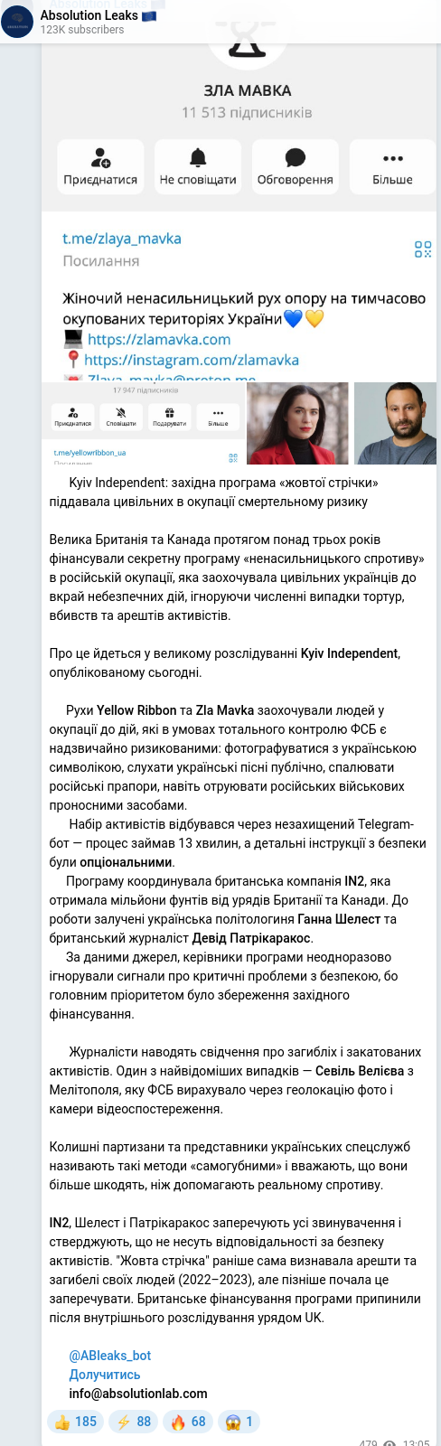 Telegram publication screenshot