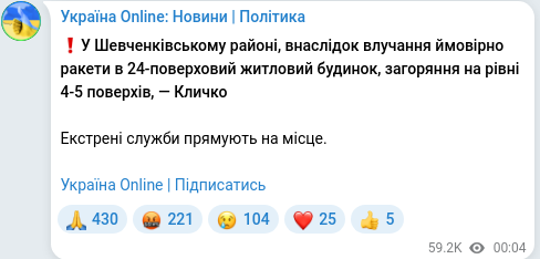 Telegram publication screenshot