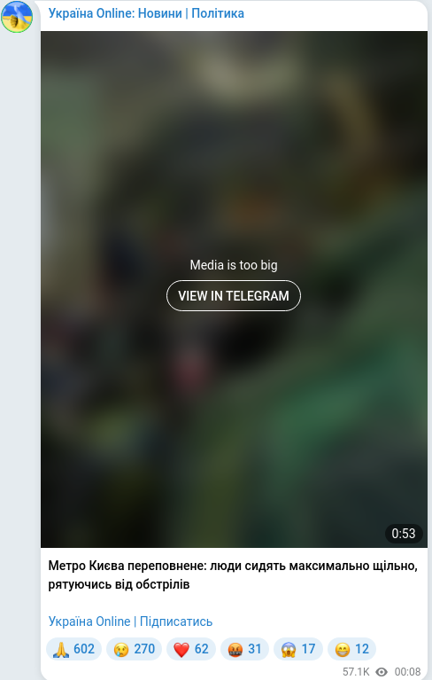 Telegram publication screenshot