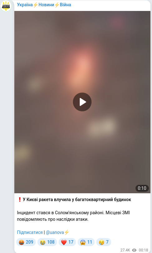 Telegram publication screenshot