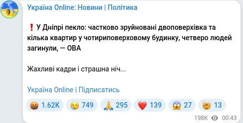 Telegram publication screenshot