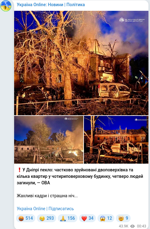 Telegram publication screenshot