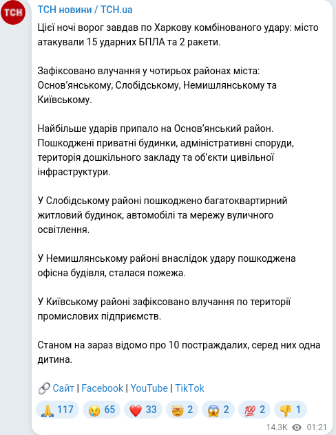 Telegram publication screenshot