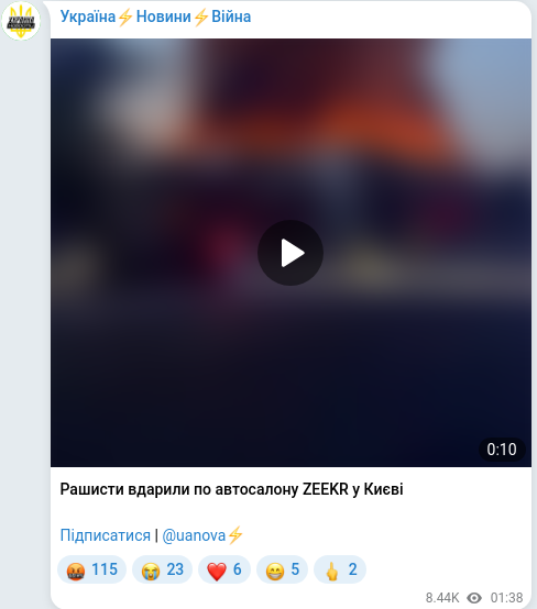 Telegram publication screenshot