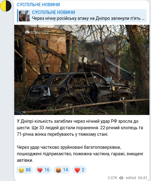 Telegram publication screenshot