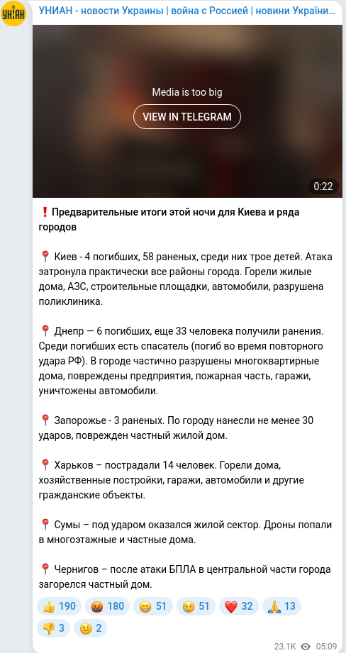 Telegram publication screenshot