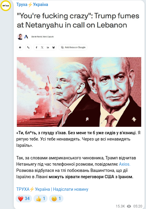 Telegram publication screenshot