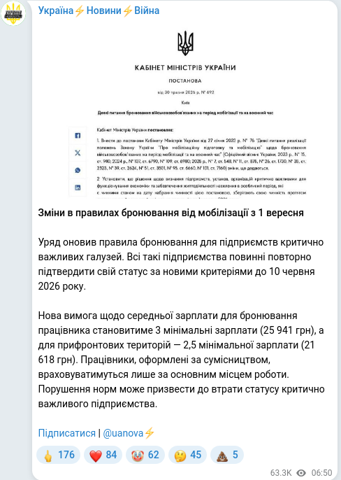 Telegram publication screenshot