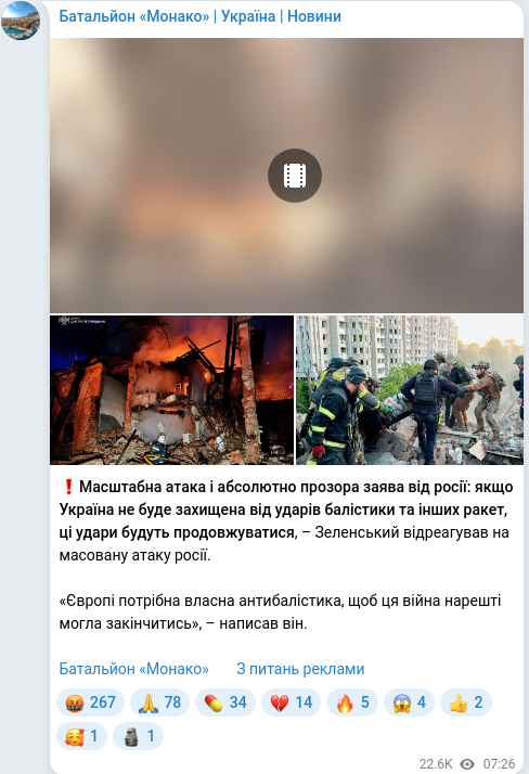 Telegram publication screenshot