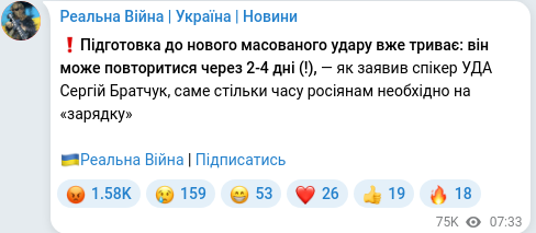 Telegram publication screenshot