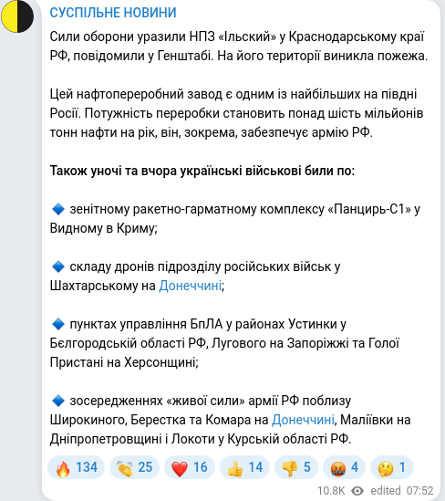 Telegram publication screenshot