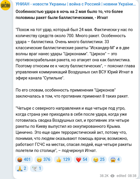 Telegram publication screenshot
