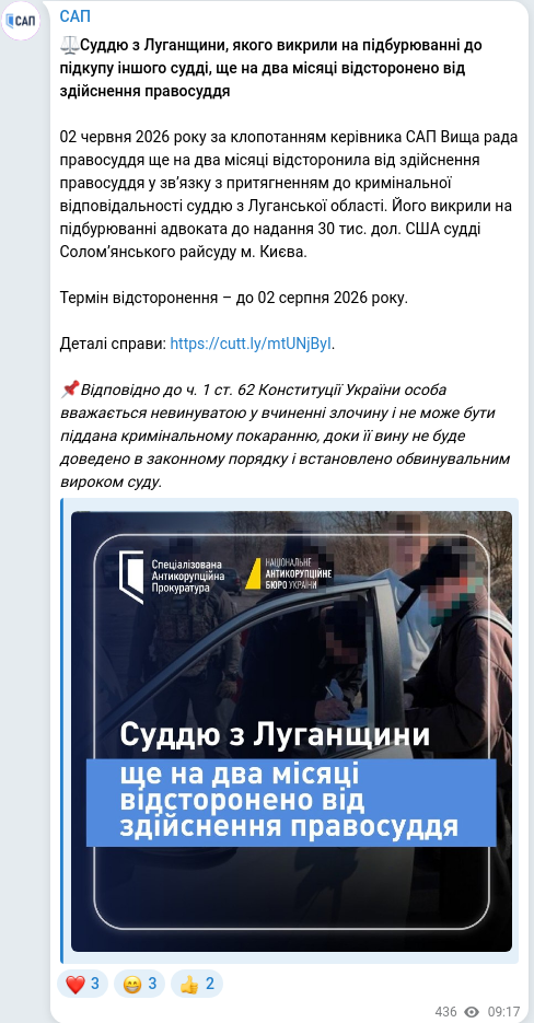 Telegram publication screenshot