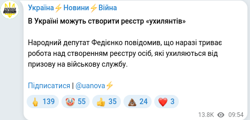 Telegram publication screenshot