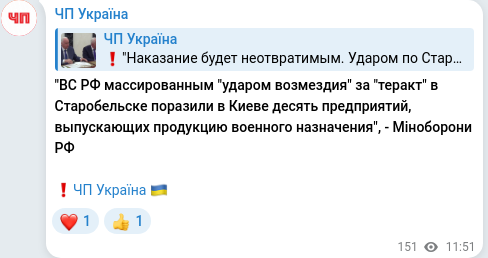 Telegram publication screenshot