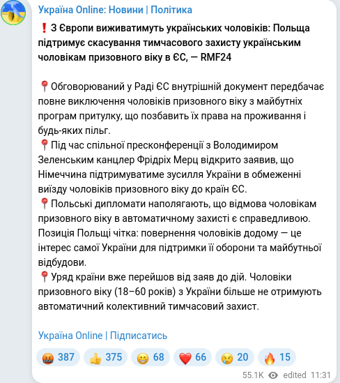 Telegram publication screenshot