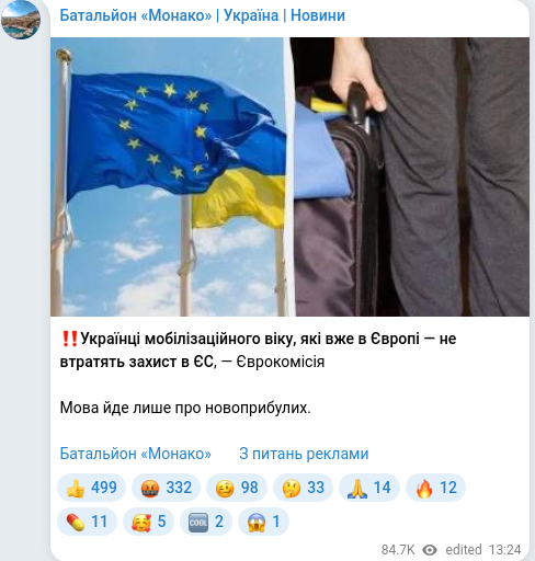 Скріншот Telegram-публікації