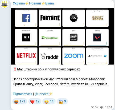 Telegram publication screenshot