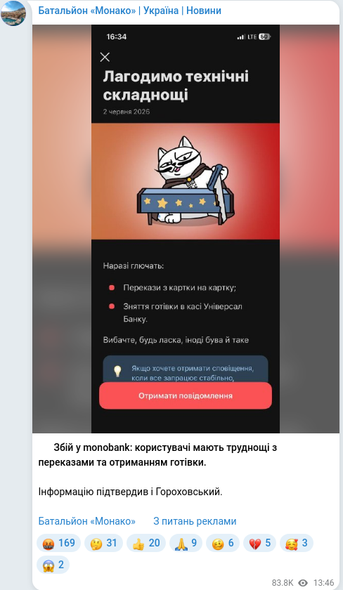 Telegram publication screenshot