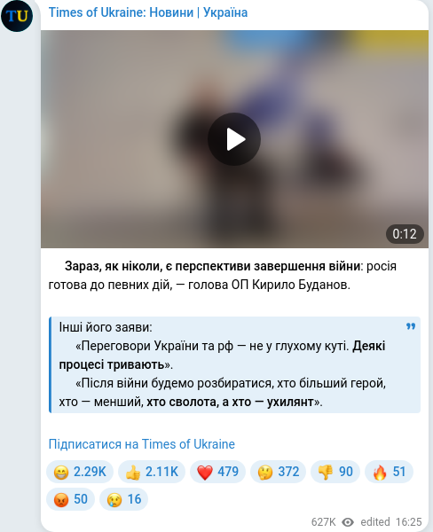 Telegram publication screenshot