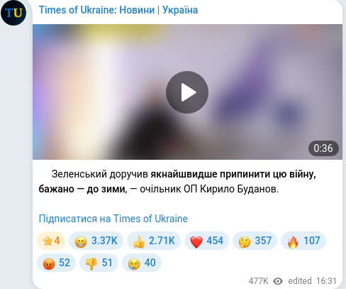 Telegram publication screenshot