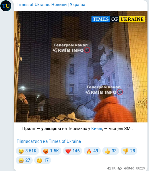 Скріншот Telegram-публікації