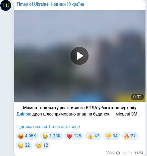 Скріншот Telegram-публікації