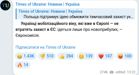 Telegram publication screenshot