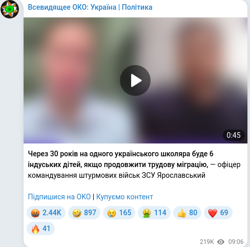 Telegram publication screenshot