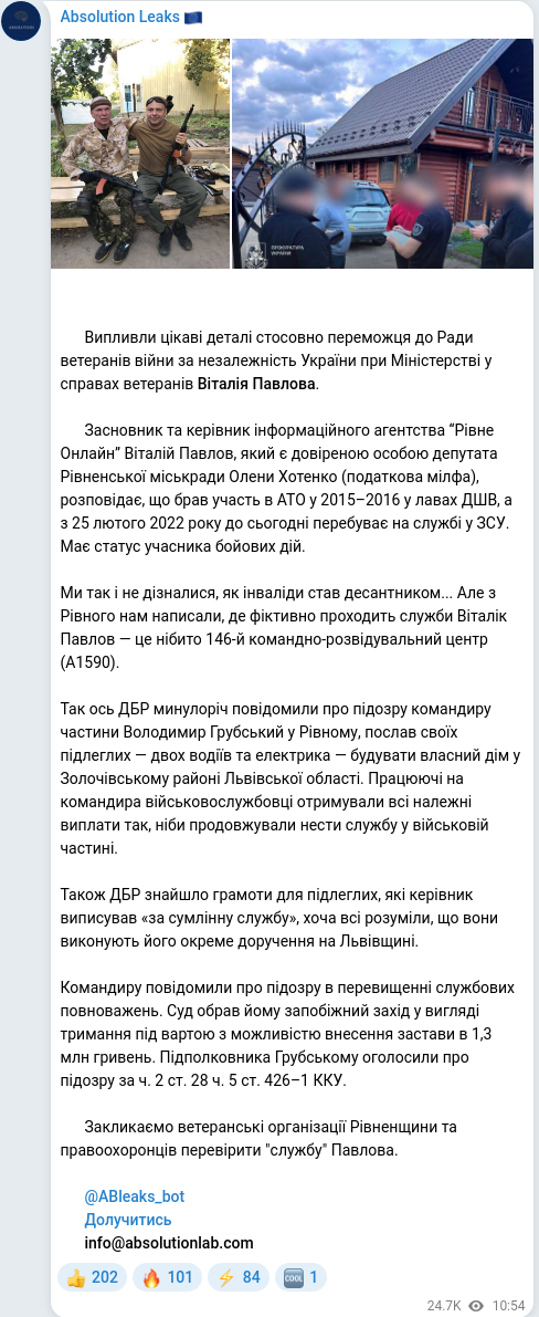Telegram publication screenshot