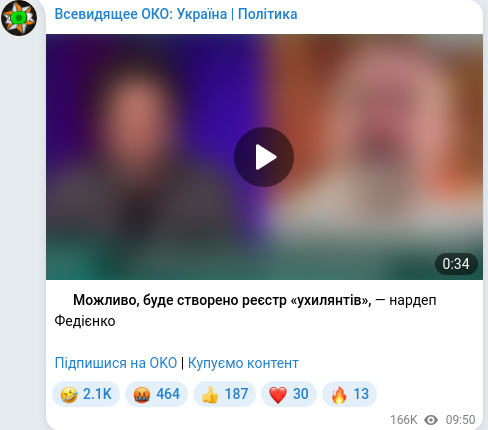 Скріншот Telegram-публікації