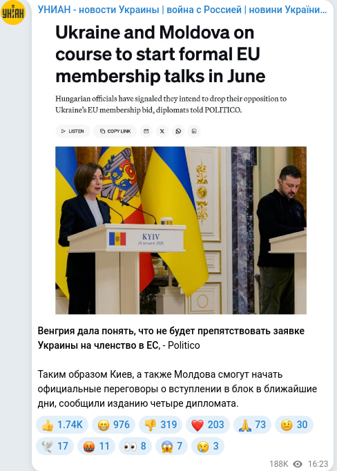 Telegram publication screenshot