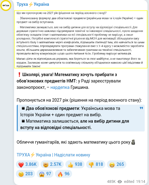 Telegram publication screenshot