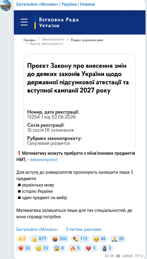 Telegram publication screenshot