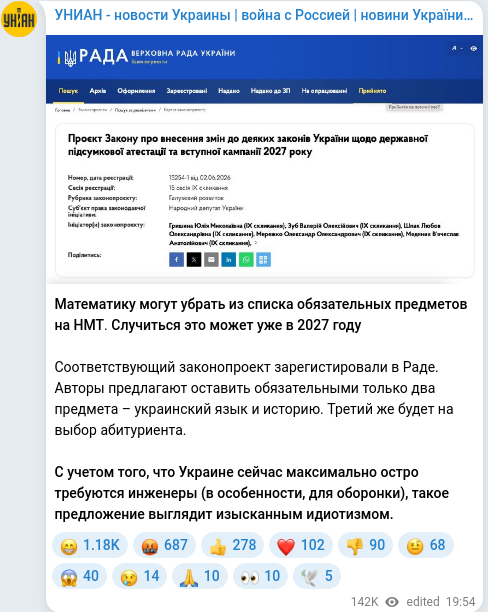Telegram publication screenshot