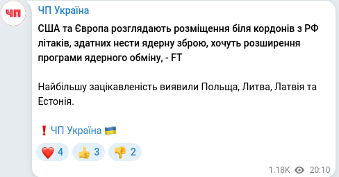 Скріншот Telegram-публікації