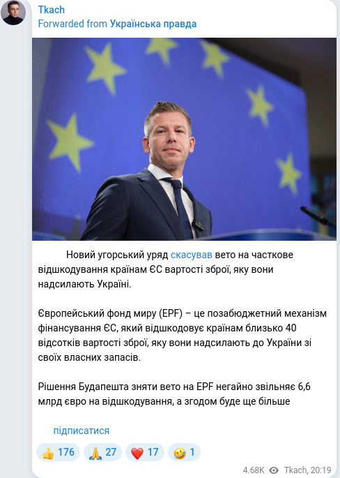 Telegram publication screenshot