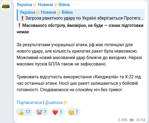 Telegram publication screenshot