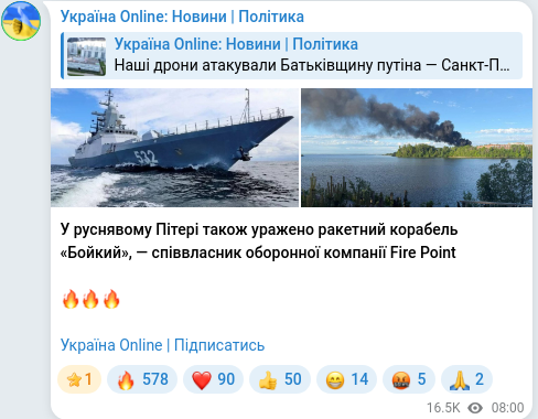 Telegram publication screenshot