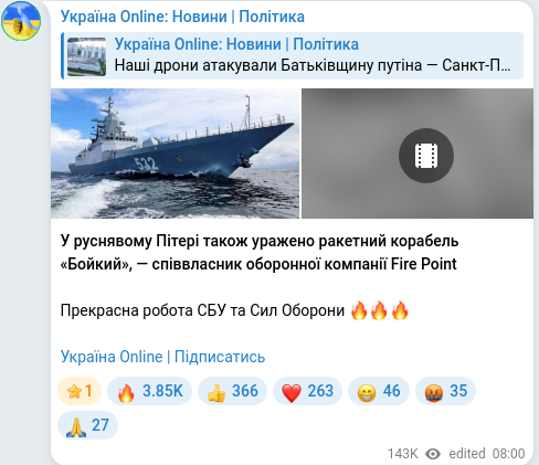Telegram publication screenshot