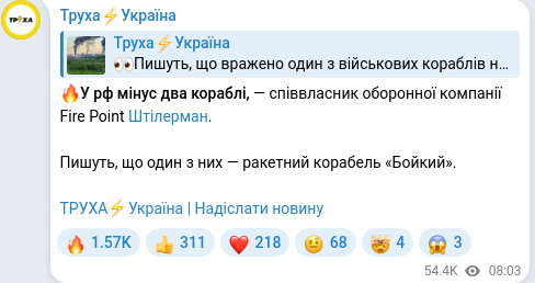 Telegram publication screenshot