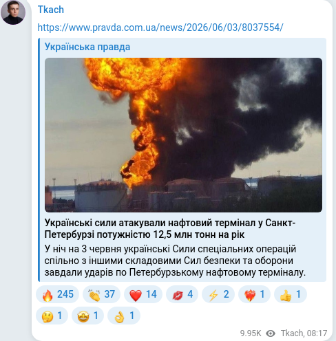 Telegram publication screenshot
