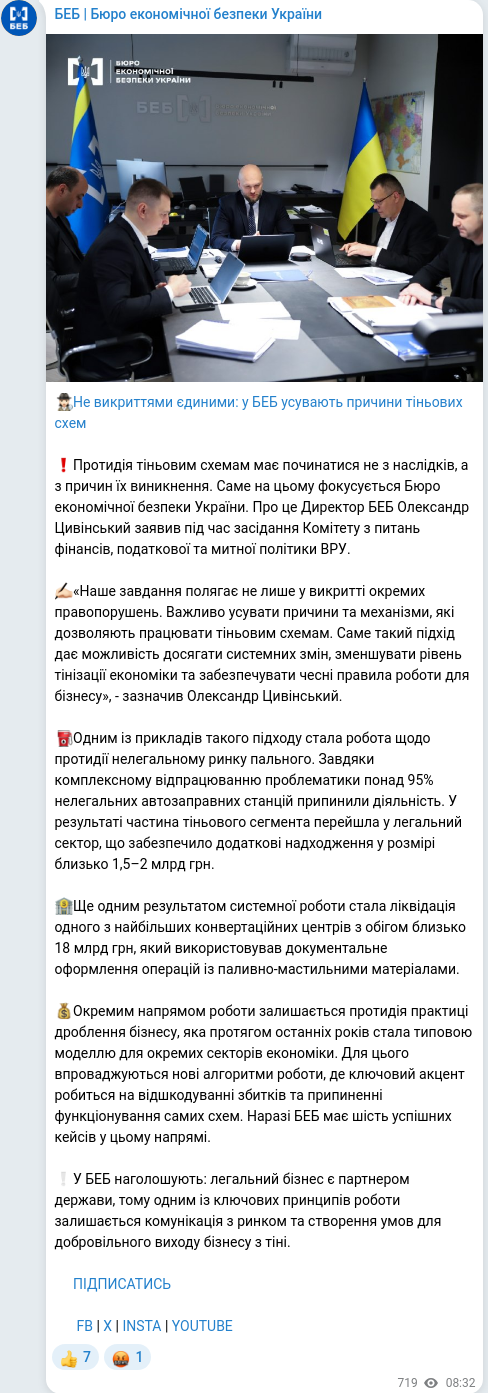 Telegram publication screenshot
