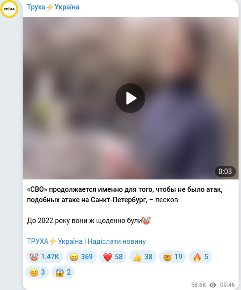 Telegram publication screenshot