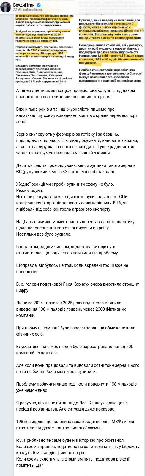 Telegram publication screenshot