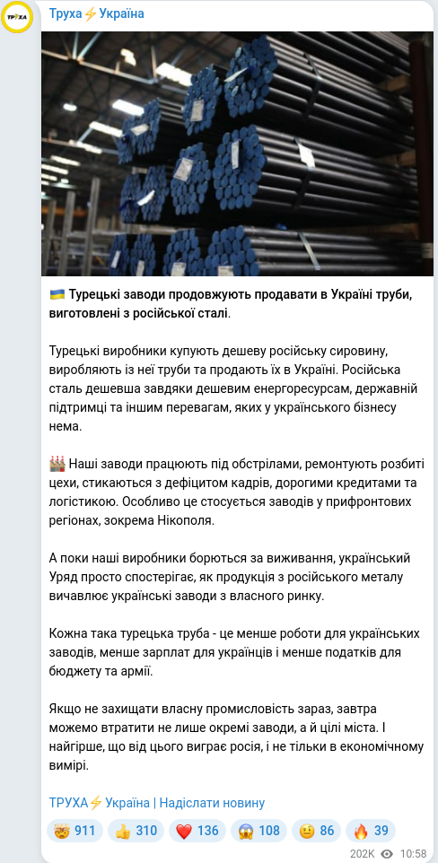 Telegram publication screenshot