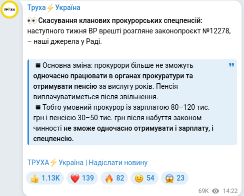 Telegram publication screenshot