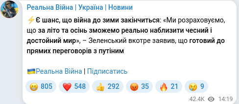Telegram publication screenshot
